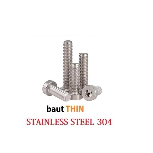 (1pcs) SS304 Baut Thin M4x8