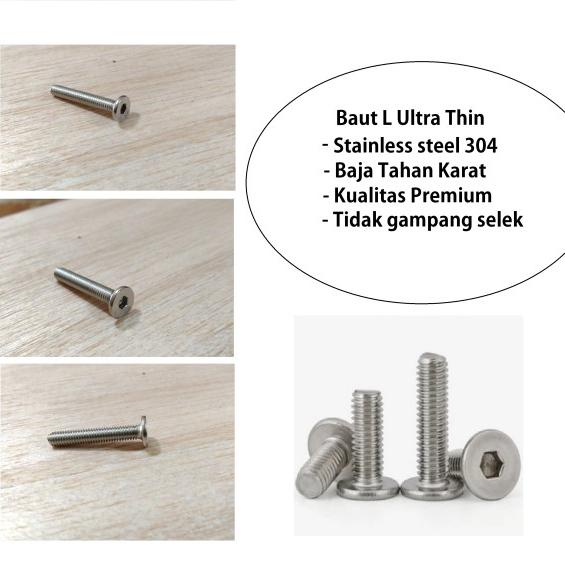 (1pcs) SS304 Baut Ultra Thin M5x10