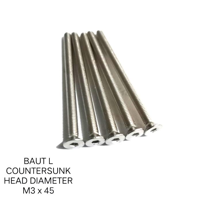 (1pcs) SS304 Baut Verseng L M3x45