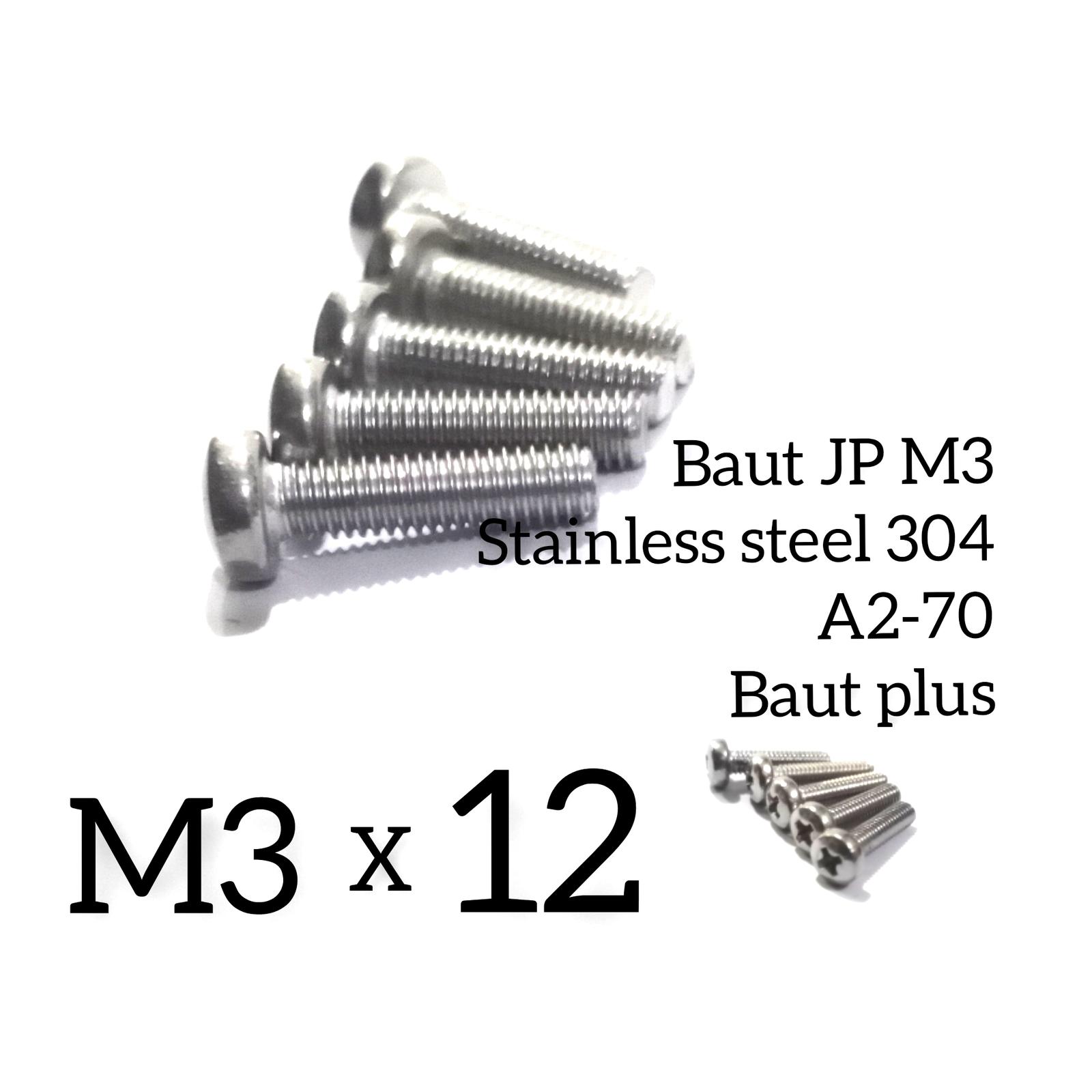 (1pcs) SS304 Baut Pan Philips M3x12