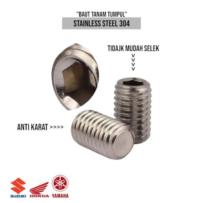 (1pcs) SS304 Baut Tanam Tumpul M8x20