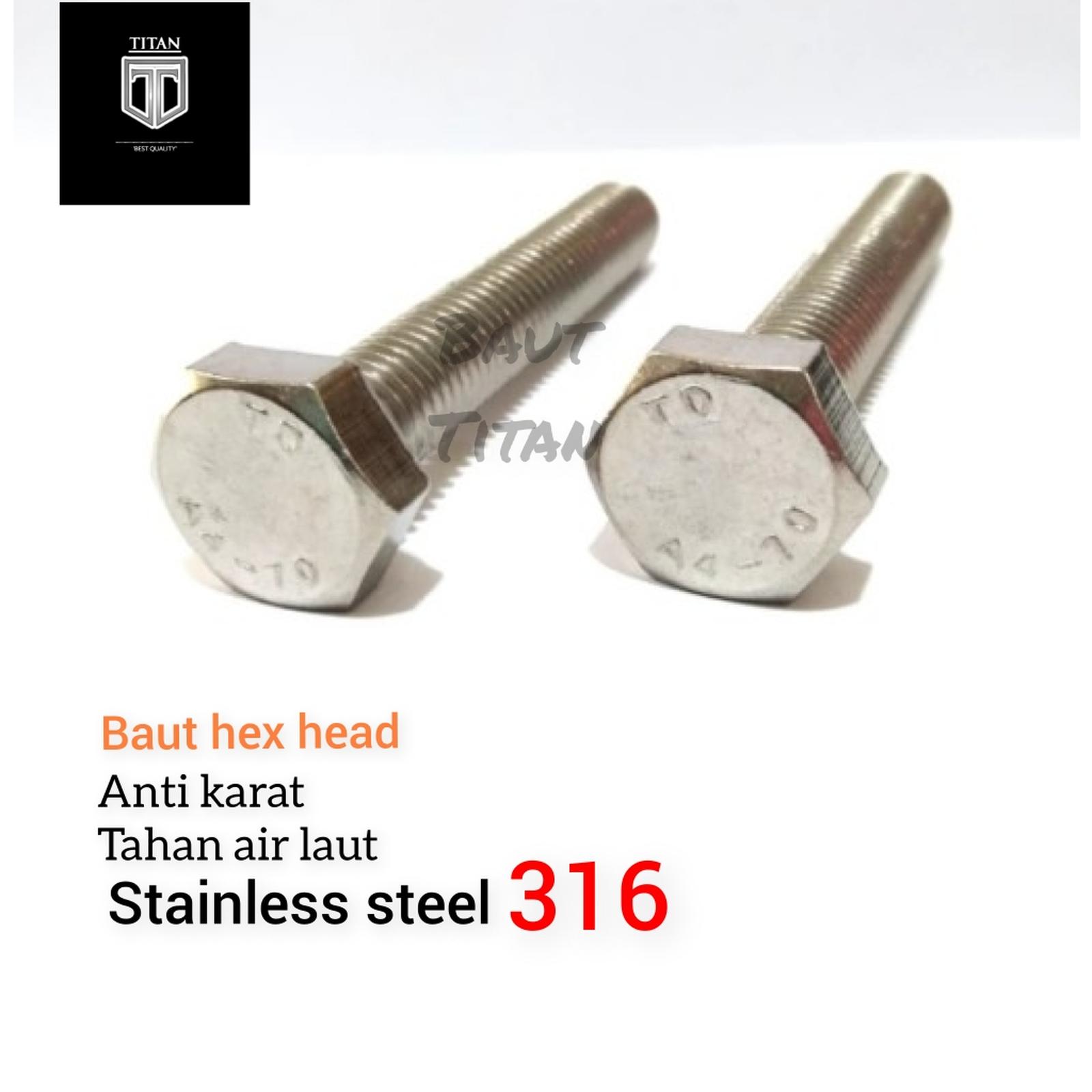 (1pcs) Stainless Steel 316 Hex Bolt M10 x 100