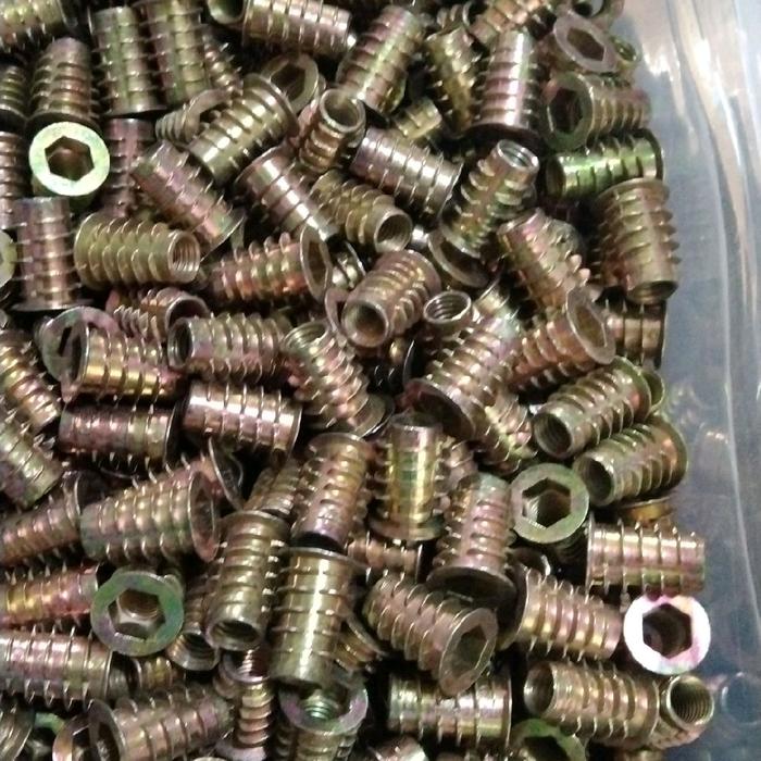 (1pcs) Zinc Alloy Hex Socket With Flange Conical Wood Insert Nuts M8x25
