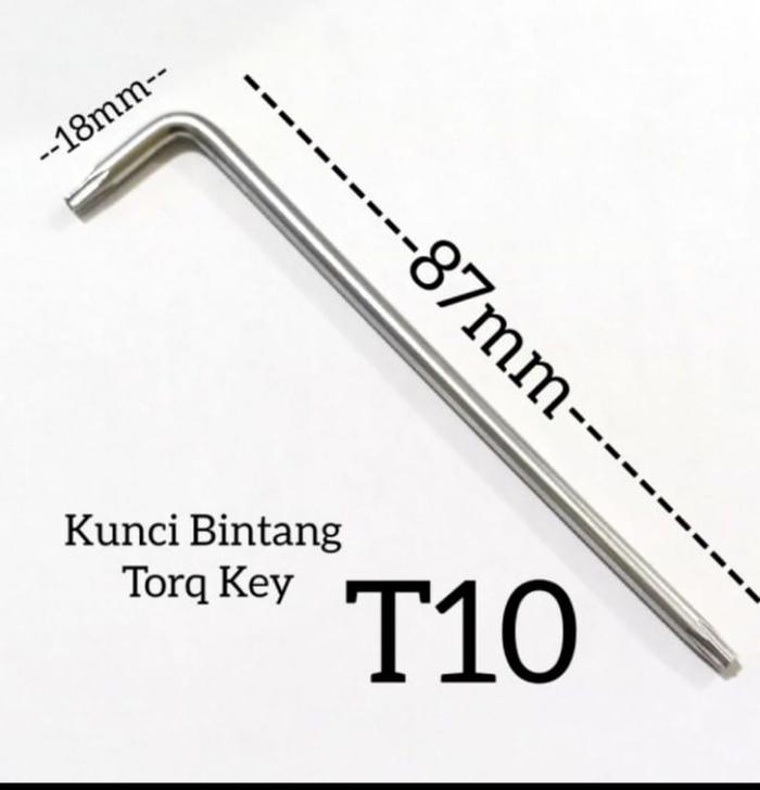 (1pcs) Cr-V Kunci  L Torq Key / Kunci Torq 6 Bintang T10
