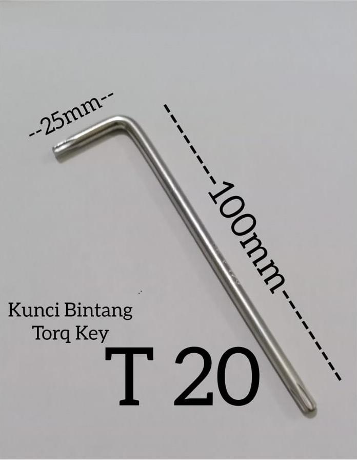 (1pcs) Cr-V Kunci  L Torq Key / Kunci Torq 6 Bintang T20