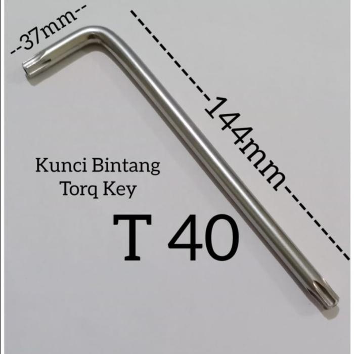 (1pcs) Cr-V Kunci L Torq Key / Kunci Torq 6 Bintang T40