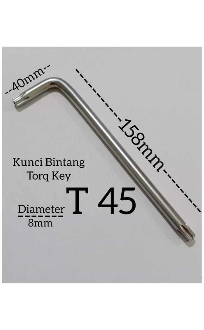 (1pcs) Cr-V Kunci  L Torq Key / Kunci Torq 6 Bintang T45