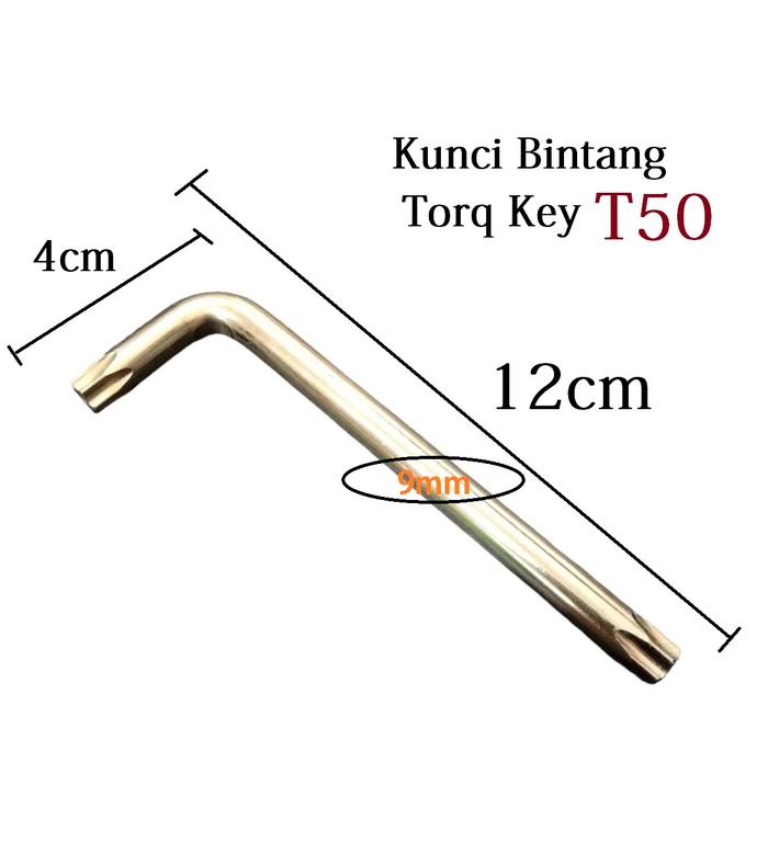 (1pcs) Cr-V Kunci  L Torq Key / Kunci Torq 6 Bintang T50